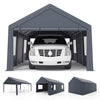 Portable 10x20 FT gray garage with robust steel frame, dual doors, and 4 mesh windows for effective airflow and protection.