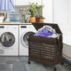 110L 2-Section Laundry Hamper with 2 Removable and Washable Liner Bags-Brown - Gallery View 1 of 10