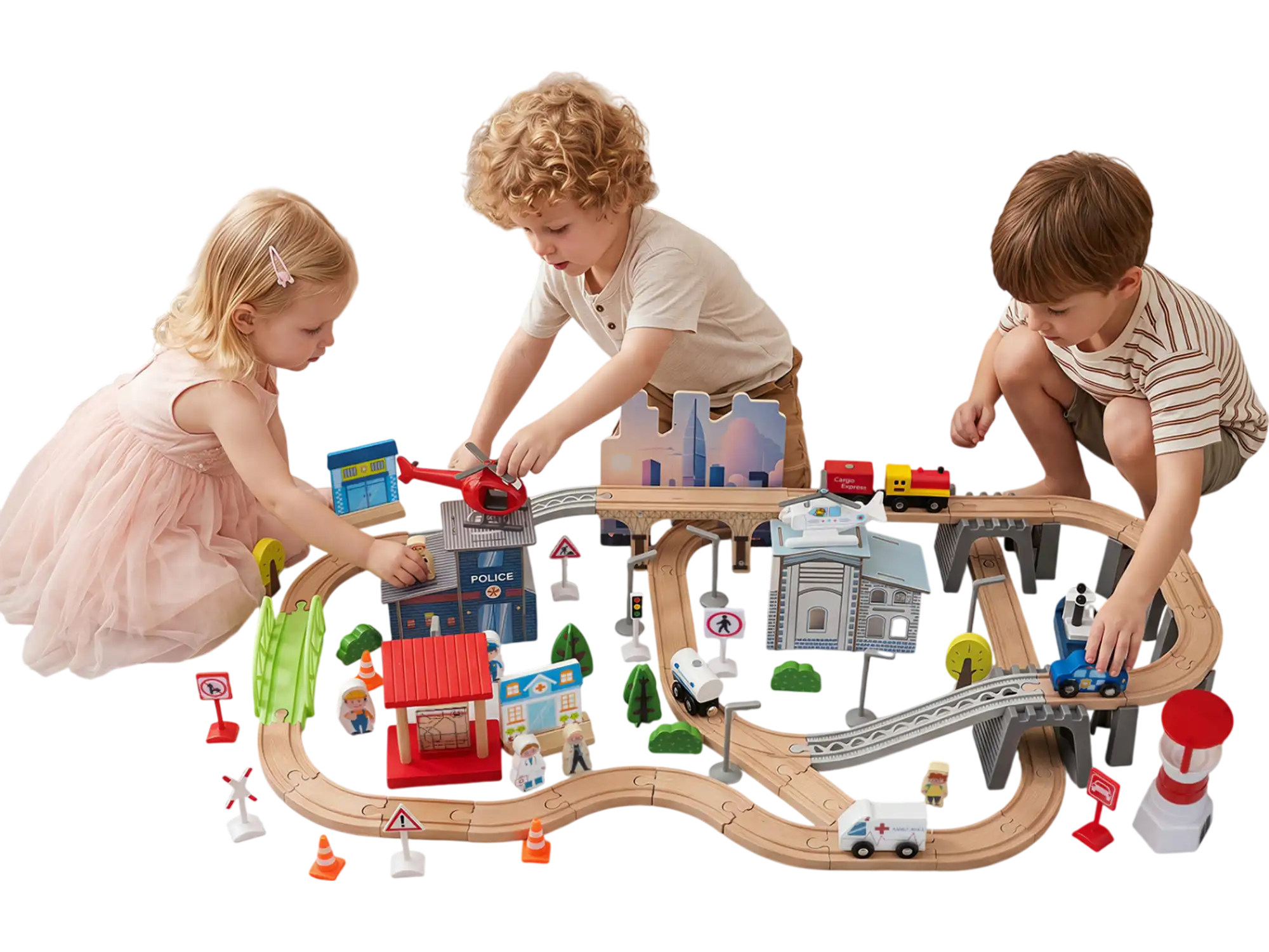 Costway 110-Piece Wooden Train Table for Toddlers Ages 3+ 81999541 New
