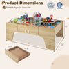Wooden train table with colorful map, 110 pieces, and storage drawer for toddlers aged 3+ years old.