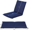 Navy adjustable floor chair with 6 positions, thick padded cushion for comfort, ideal for gaming or relaxing.