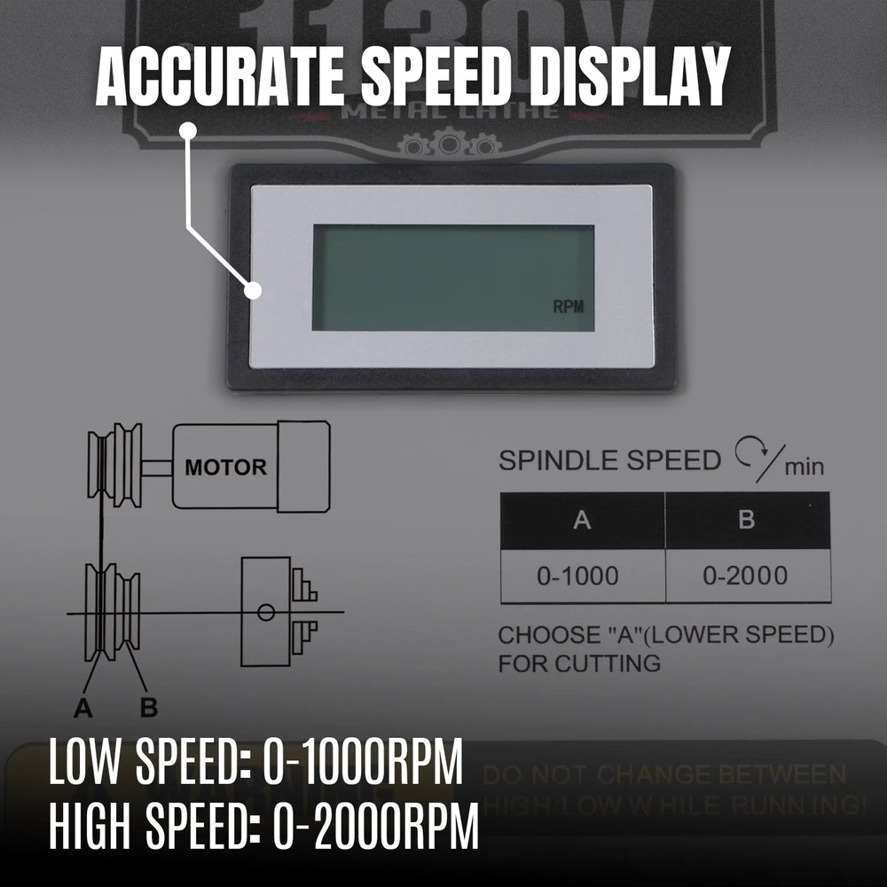 Metal Lathe Machine 11'' x 30'' High Precision Benchtop Brushless Motor 0-2000 RPM Variable Speed Metal Working Machine 2HP Small Lathe without Stand 1130V