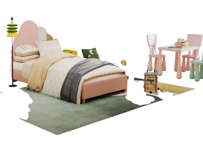 Costway 2-in-1 Kids Twin Bed Frame & 3-Pc Activity Table Chair Set 53263483 New