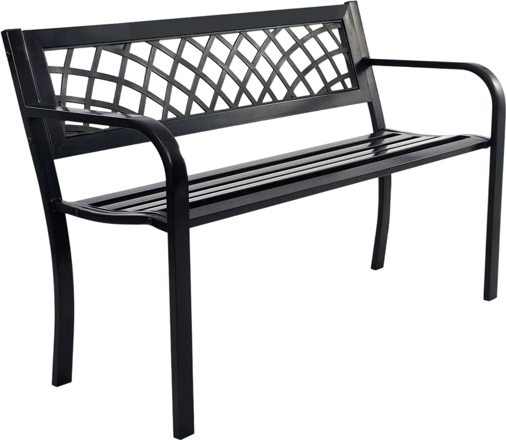 Costway Outdoor Bench Steel Frame Deck 89764021 New