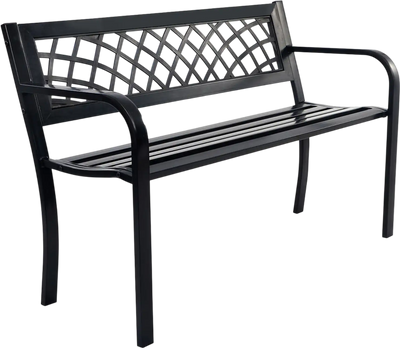 Costway Outdoor Bench Steel Frame Deck 89764021 New