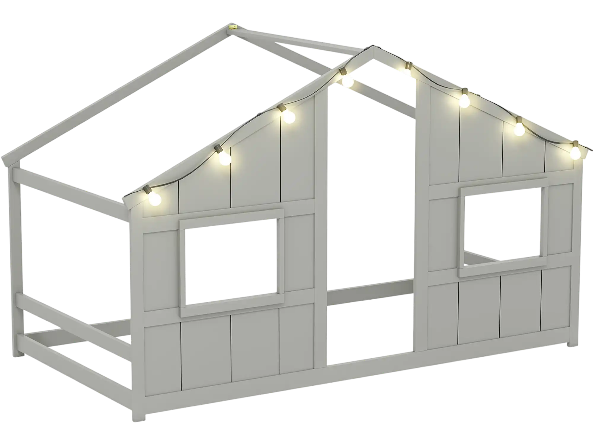 Costway Twin House Floor Bed w/ LED Lights Montessori Slat-Free 74372275 New