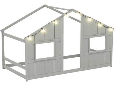 Costway Twin House Floor Bed w/ LED Lights Montessori Slat-Free 74372275 New