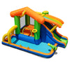 Inflatable bounce house water park with slide, climbing wall, and spacious pool for summer fun and active play.