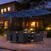 10 Piece Outdoor Dining Set with 15 Feet Double-Sided Twin Umbrella-Navy - Gallery View 1 of 6