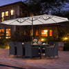 11 Pieces Patio Dining Set with LED Patio Umbrella with Base and Seat Cushions (Beige)-Beige - Gallery View 1 of 11
