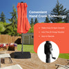 11-piece patio dining set featuring a large orange LED umbrella and beige cushions, perfect for outdoor gatherings.