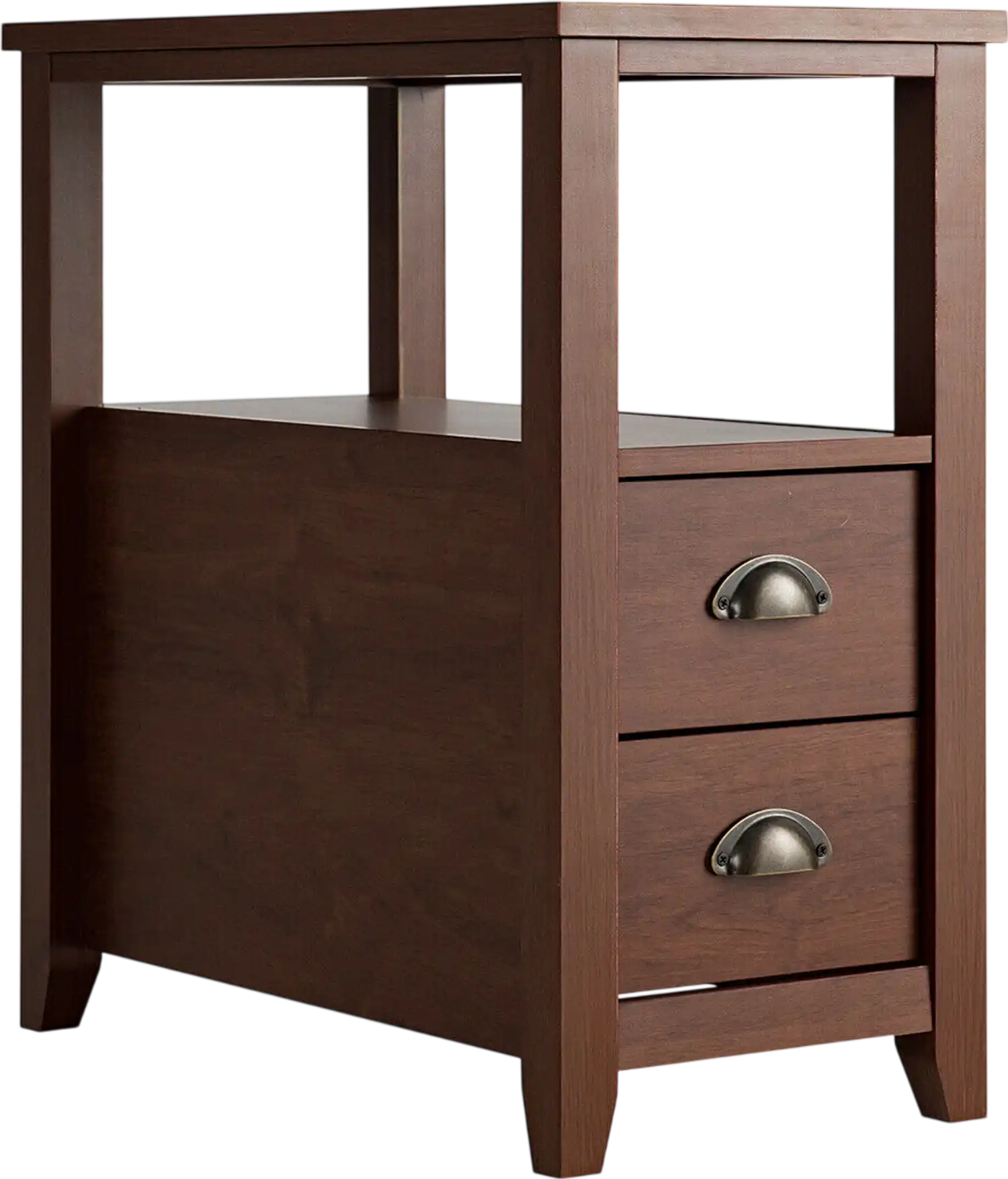 Costway Rectangular Wooden Nightstand Side Table w/ 2 Drawers & Shelf 23.5 x 12