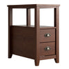 End Table Wooden with 2 Drawers and Shelf Bedside Table-Brown - Gallery View 1 of 11