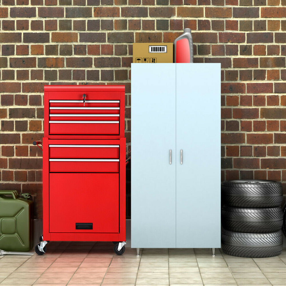 Rolling Cabinet Storage Chest Box Garage Toolbox Organizer-Red - Gallery View 1 of 11
