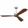 52-inch ceiling fan with brushed nickel finish and solid wood blades, featuring remote control for adjustable speeds.