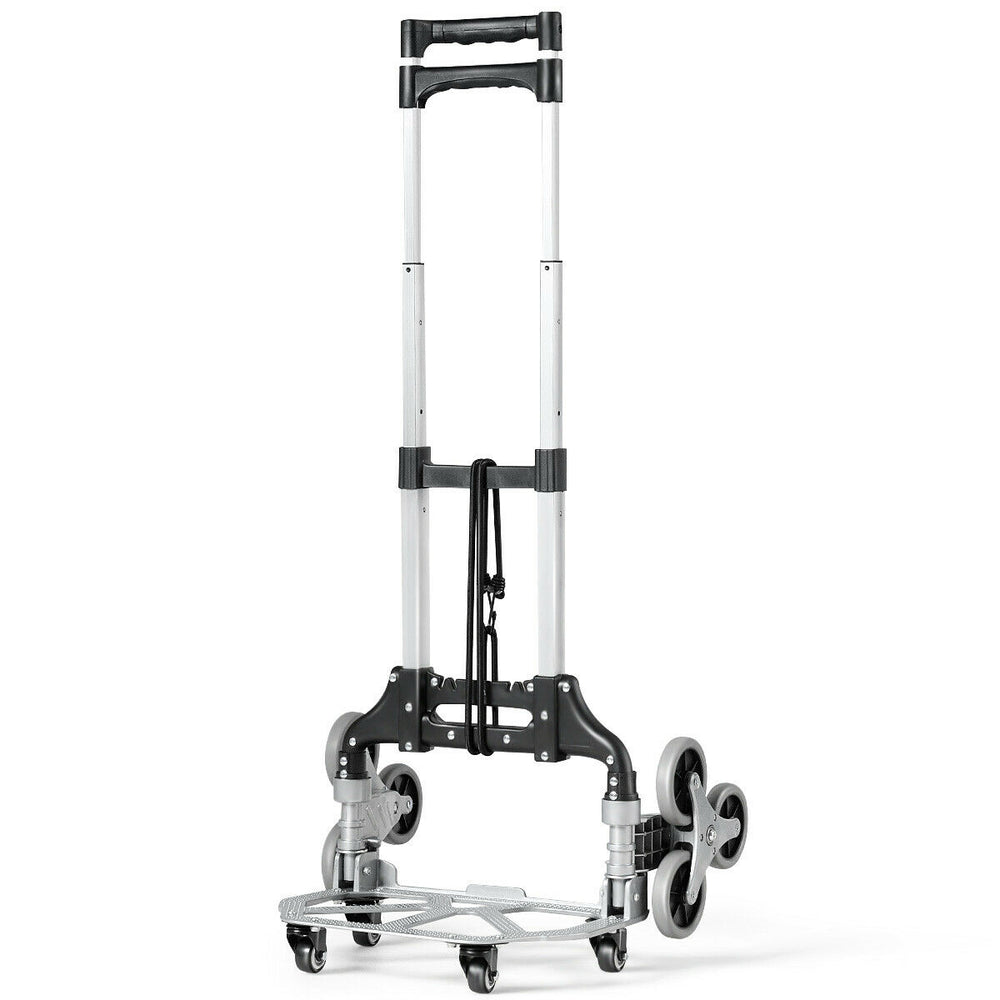 Portable folding stair climbing hand truck with adjustable handle and climbing wheels for easy transport of luggage and.
