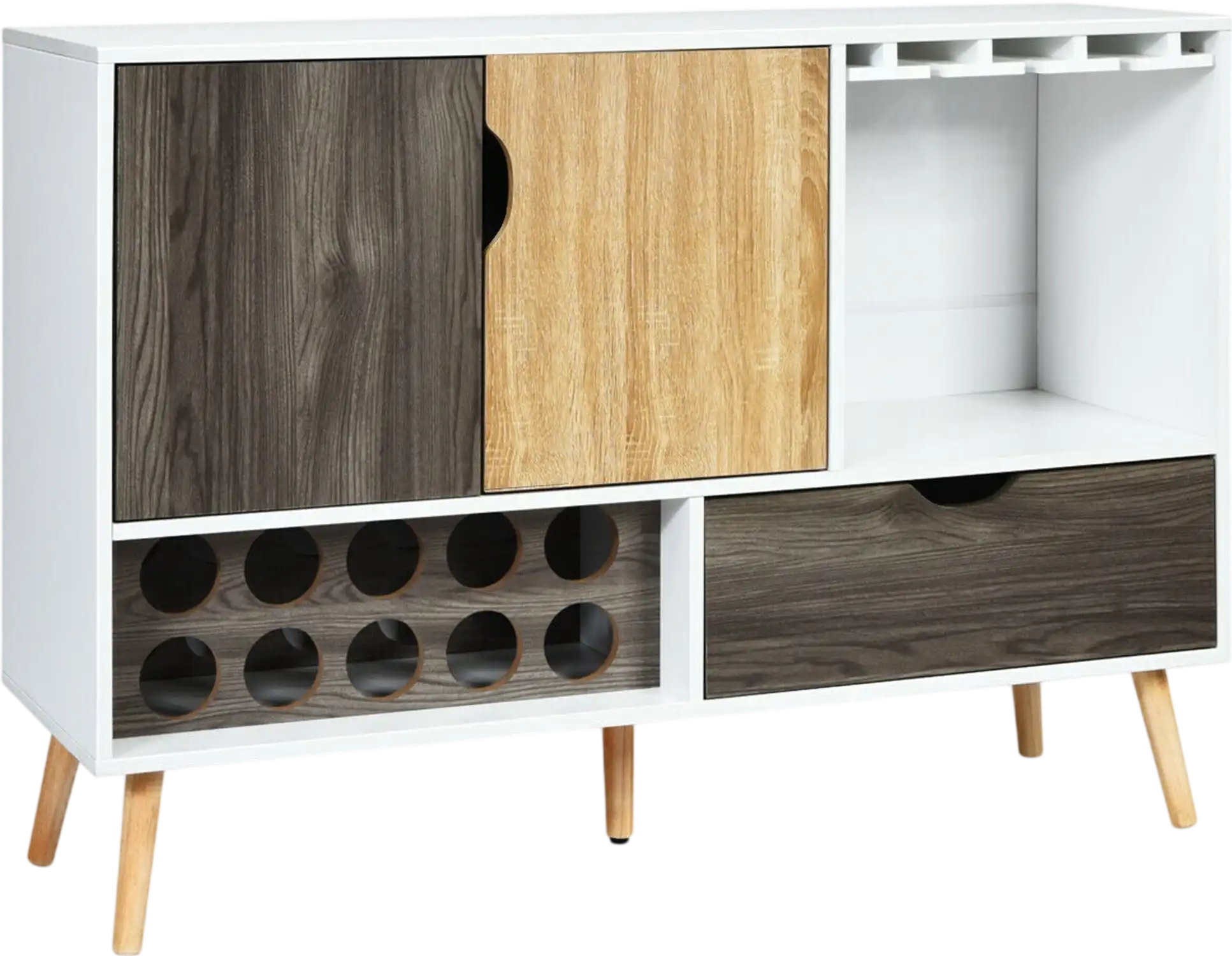 Costway Mid-Century Wooden Buffet Sideboard Storage Cabinet 58317402 New