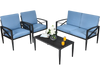 4 Pieces Patio Furniture Set Aluminum Frame Cushioned Sofa