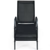 Adjustable black patio chaise lounge chair with five backrest positions, perfect for relaxing by the poolside or garden.