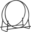 30-inch black tubular steel log hoop firewood storage rack featuring a stable A-shape design, perfect for firewood.