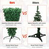 Upside down 7 feet artificial Christmas tree with 1000 vivid green branch tips and sturdy metal stand for stability.