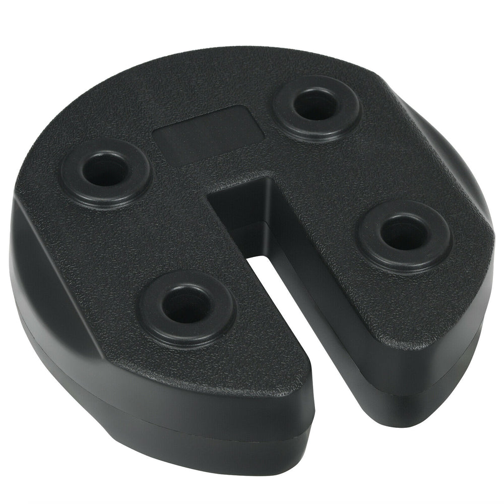 Canopy weight plate with no-pinch design, 30lbs, made of weather-resistant PE for outdoor use and secure stacking.