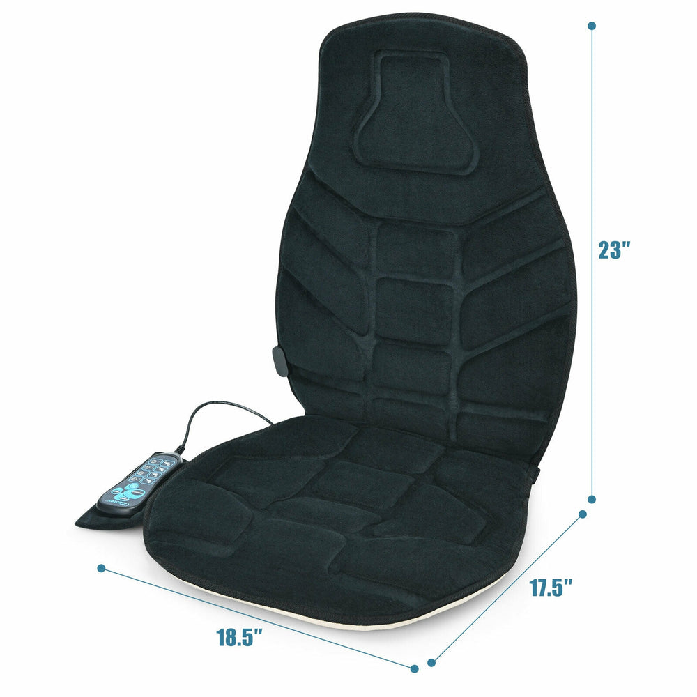 Memory foam seat cushion massager with heat, 6 vibration motors, and plush cover for ultimate comfort at home or office.