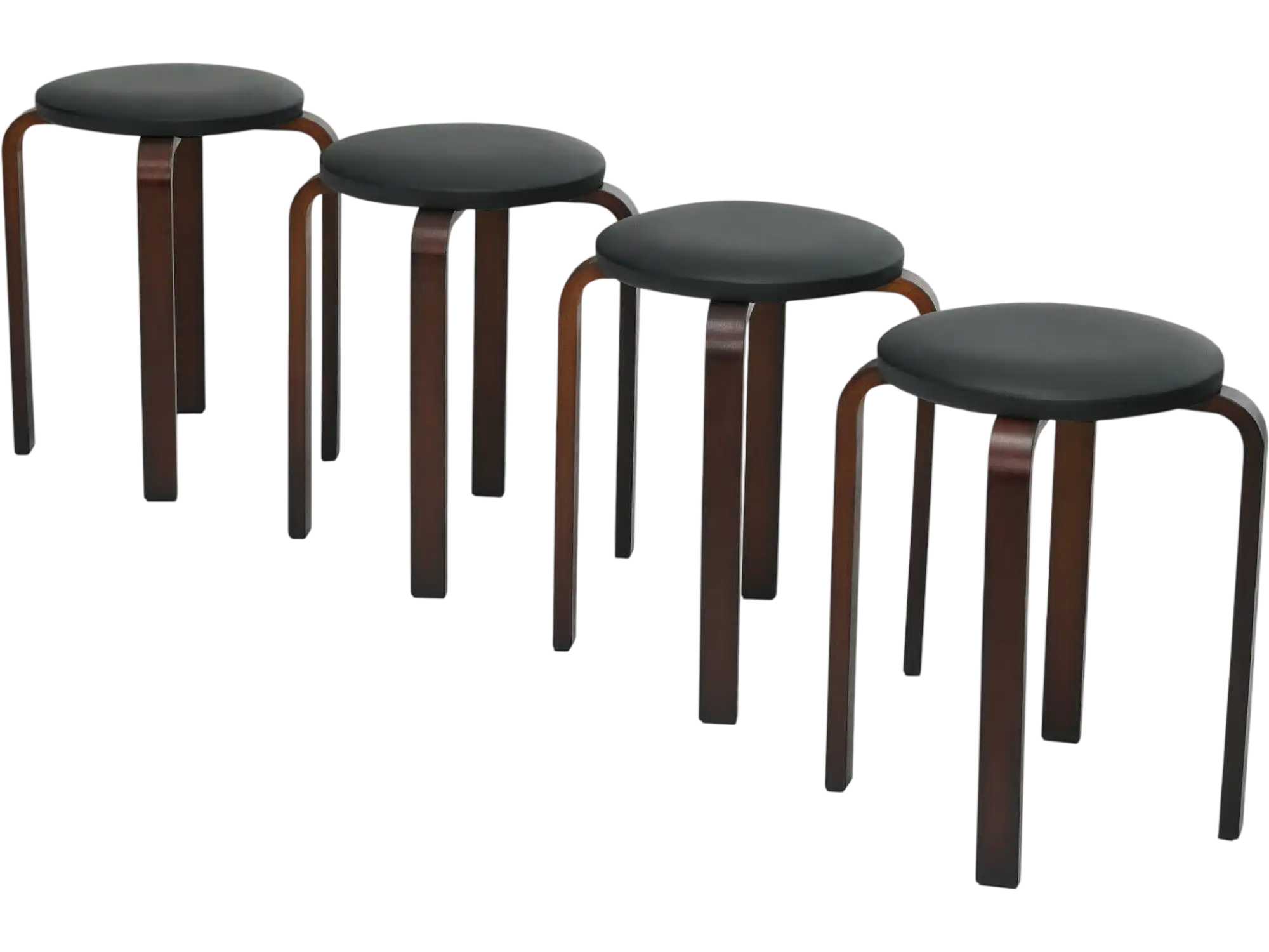 Costway 4-Pack Bentwood Stack Stools PU Leather Round Top 12790865 New
