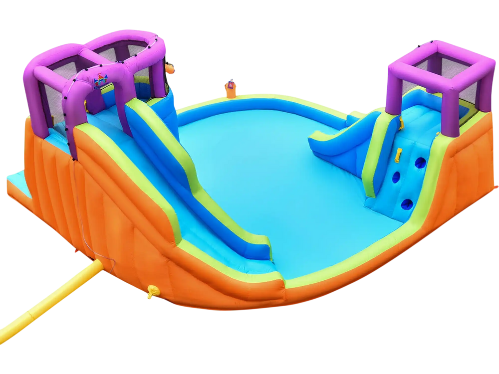 6-in-1 Inflatable Dual Water Slide Bounce House Without Blower