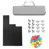 Extra-large gray baby playpen set with 50 ocean balls, sturdy poles, connectors, and carrying bag for safe playtime.
