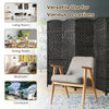 6-panel black fiber room divider screen, 6.5 ft tall, designed for versatile placement in living rooms, dining areas.