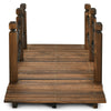 Wooden garden bridge with stained finish and safety rails, ideal for outdoor decoration and durable for long-lasting.