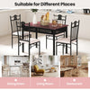 5-piece dining set featuring a wood and metal table with 4 cushioned chairs, perfect for dining rooms and restaurants.