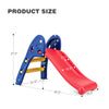 Children's folding plastic slide with two steps, red and blue, suitable for ages 3-6, featuring safety handrails.