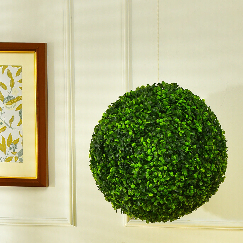 Artificial boxwood topiary ball set, 15.7 inches, eco-friendly PE leaves, perfect for indoor and outdoor decor.