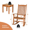 Eucalyptus rocking chair set with coffee table, ergonomic design, perfect for patio relaxation and outdoor enjoyment.