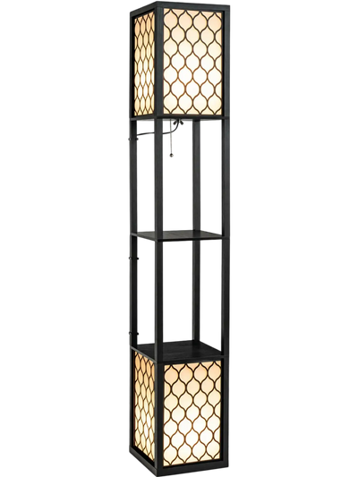 Costway Modern Shelf Floor Lamp Double Pull Chain Foot Switch 93048562 New