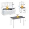 Kids wooden activity table and chairs set in gray, featuring a storage bench, ergonomic design, and safety hinge for.