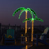 LED pre-lit palm tree decor with green leaves and warm lights, perfect for outdoor patio or festive celebrations.