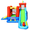Colorful 9-in-1 inflatable kids water slide bounce house with slide, ball pit, and water cannon for outdoor fun.