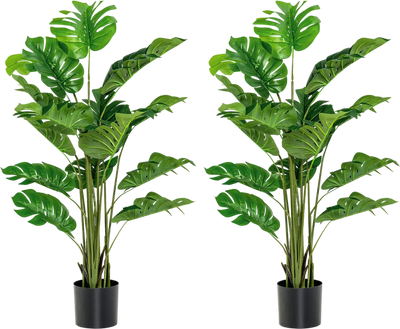 Costway 2-Pc 5' Artificial Monstera Tree Set 09417836 New