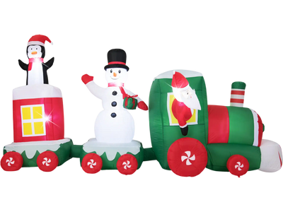 Costway 11.5' Christmas Inflatable Train Santa Claus Driving 35825237 New