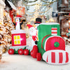 Christmas inflatable train featuring Santa Claus, a snowman, and a penguin, perfect for outdoor holiday displays.