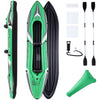 11.5 feet inflatable kayak for 2 persons in green, includes aluminum paddles and pump for easy outdoor adventures.