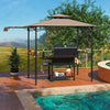 11 x 5 FT Grill Gazebo with Side Awning and Double-Tiered Top-Brown - Gallery View 1 of 10
