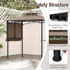11 x 5 FT brown grill gazebo with side awning, featuring a double-tiered top and sturdy powder-coated metal frame.