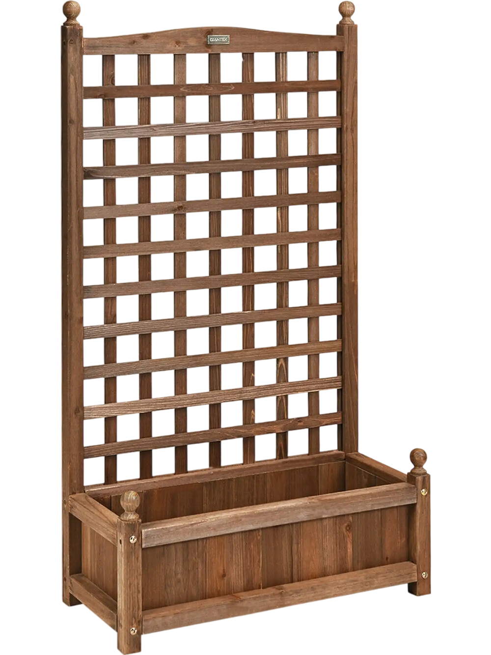 Solid Free Standing Wood Planter Box with Trellis for Garden