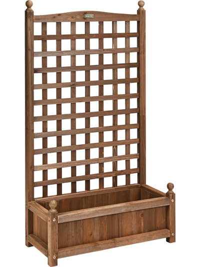 Costway Solid Wood Planter Box Trellis Garden Bed 67843951 New