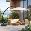 11 FT cantilever patio umbrella in beige with 360° rotation and tilt adjustment, perfect for outdoor shade and.