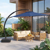 11 FT Cantilever Patio Umbrella with Base with 360° Rotation and Tilt Adjustment-Navy - Gallery View 1 of 11